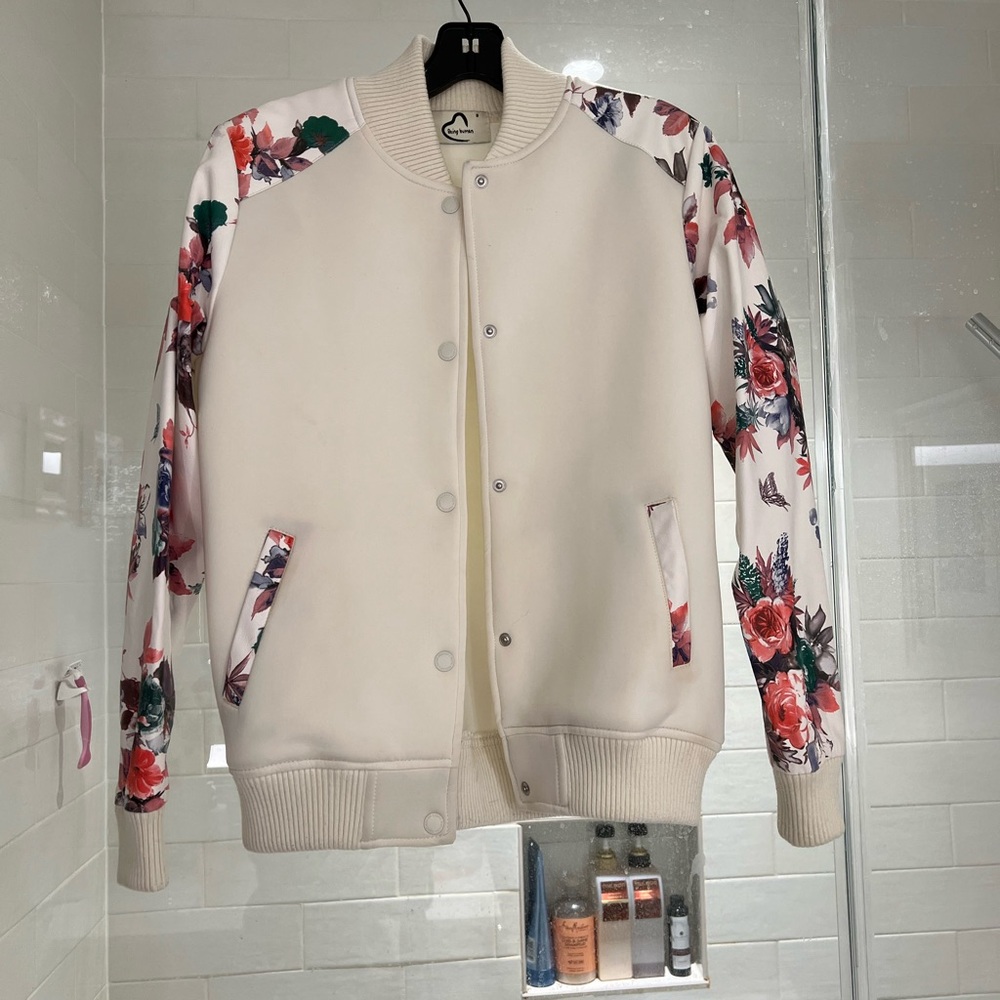 Floral Sleeve Women's Bomber Jacket
